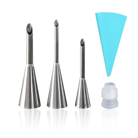 1 jeu de 3 douilles à pâtisserie, seringues professionnelles pour gâteaux feuilletés en acier inoxydable, outils de cuisson à la