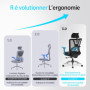 Ticova Chaise de Bureau Ergonomique-Fauteuil de Bureau à Haut Dossier avec Support Lombaire Réglable, Appui-Tête et Accoudoir 3D