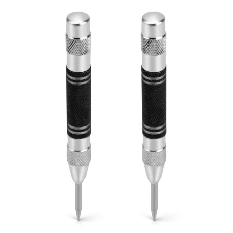 QWORK Lot De 2 Pointeau Automatique, Poinçons Centraux À Ressort, 128mm, Pour Bois, Mur, Plastique, Métal Mou, Verre De Fenêtre