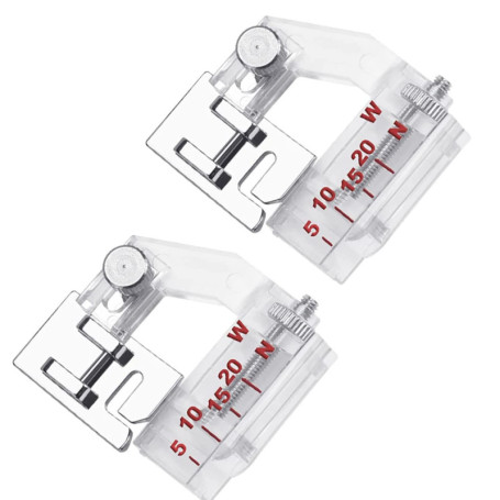Pied-de-biche pour machine à coudre, 2 PCS pied de reliure en biais réglable de 5 à 20 mm, pied pour règle universelle convient 