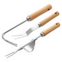 Outil De Désherbage 3 Pièces, Désherbeur À Racines Profondes, Ensemble D'Outils De Jardin, Dessinateur avec Manche en Bois, Croc