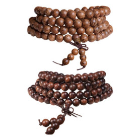 2 Pièces Bracelet De Perles En Bois, Bracelet De Méditation De Yoga, Bracelet De Perles De Chapelet 108, Bracelet De Perles En B