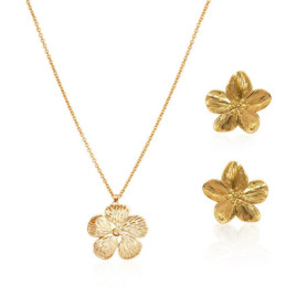 1 paire de boucles d'oreilles style palais, 1 collier, boucles d'oreilles fleurs, boucles d'oreilles or, boucles d'oreilles or f