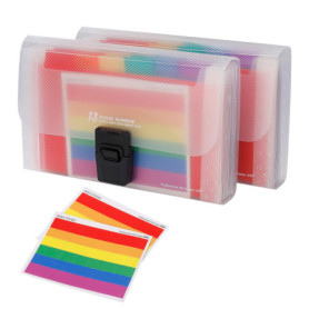 Mini Chemises à Documents Format, 2 Pièces A6 Trieur Document à 13 Compartiments Extensible, Organisateur de Poche Fichiers Acco