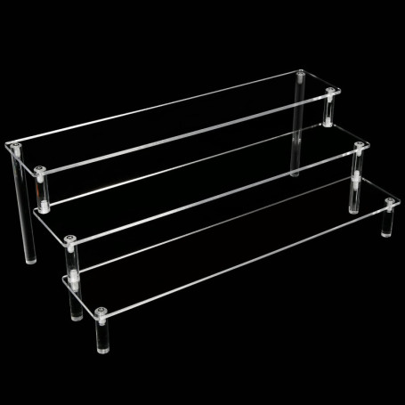 Pomeloone 3 Niveaux Présentoir en Acrylique, Transparent Présentoir Marches pour Figurines Amiibo Funko POP, Cupcakes, Objets de