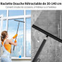 Gaethra Raclette de Douche 30-140cm Réglable, Raclette Salle de Bain Douche avec Deux Crochets, Poignée en Métal Antidérapante, 