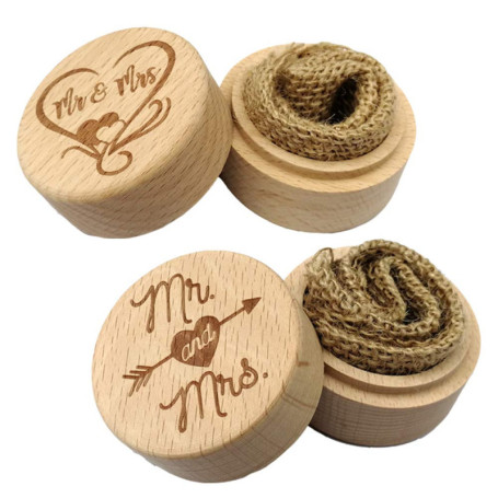 Nsiwem Boite alliance mariage 2 Pièces Mr&Mrs Boîte à Bagues en bois Boîte de Bague Anneau Boîte à Alliance rondin en Bois Organ