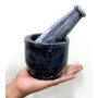 KLÉO 4" de Large Noir en Pierre Naturelle de Mortier et d'un Pilon Ensemble - Mortar Pestle Set