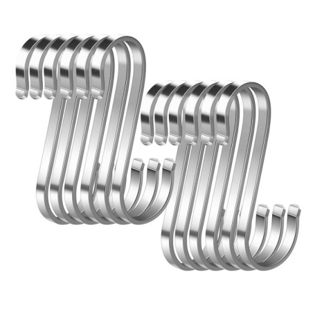 Lot de 12 Crochets en S de suspension multifonctions Crochets en forme de S en acier inoxydable Crochet S pour salle de bains ch