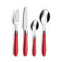 PRADEL ESSENTIEL - Ménagère 16 couverts de table pour 4 personnes - Réglisse - Acier inoxydable 18/0, Finition Standard - Rouge