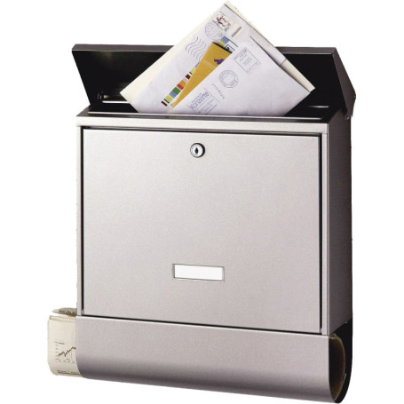 BURG-WÄCHTER Boîte aux Lettres avec Porte-Journaux et Porte-Étiquette, Format de Fente : A4, Norme UE EN 13724, 2 Clés Incluses,