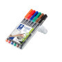 Staedtler Lumocolor Permanent 313, Feutres permanents pour toutes les surfaces, Sans xylène ni toluène, Set de 6 couleurs lumine