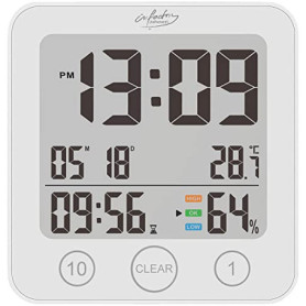 Horloge de salle de bains numérique avec thermomètre/hygromètre [Infactory]