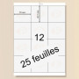 Printation Étiquettes universelles 70 x 67,7 mm - 300 etiquettes autocollantes blanches sur 25 feuilles blanches A4 3x4 12 70x67