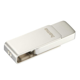 Hama Uni-C Rotate Pro Clé USB 3.1 - Flash Drive 64 Go, Vitesse jusqu'à 70 Mo/s, Clef avec connecteur USB C, pour PC/Mac - Argent