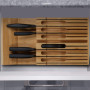 Relaxdays Range couteaux tiroir, 12 couteaux & aiguisoir, bloc en bambou, horizontal, HLP: 4,5 x 43,5 x 23 cm, nature