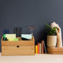 relaxdays Organiseur de Bureau avec tiroir, 6 tiroirs, Bambou, boîte de Rangement, Office, HLP 15 x 28 x 16,5 cm, Nature
