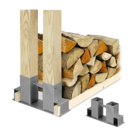 Relaxdays 2 Aides à l’empilage du Bois de Chauffage, construisez Vous-même Votre Range-bûches, en métal, argentés