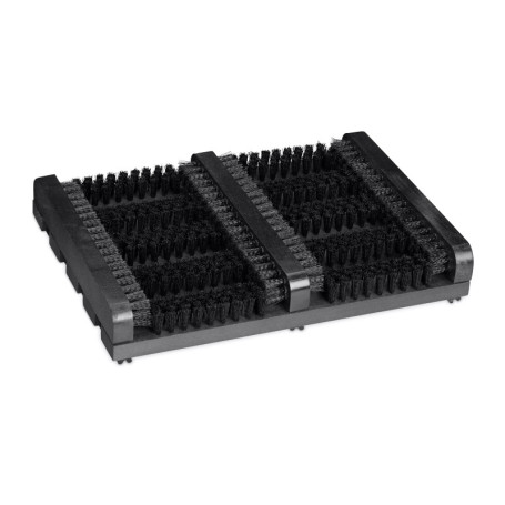 Relaxdays Grille Gratte-Pieds en Bois, antidérapant, brosses en Plastique, pour intérieur et extérieur, Noir