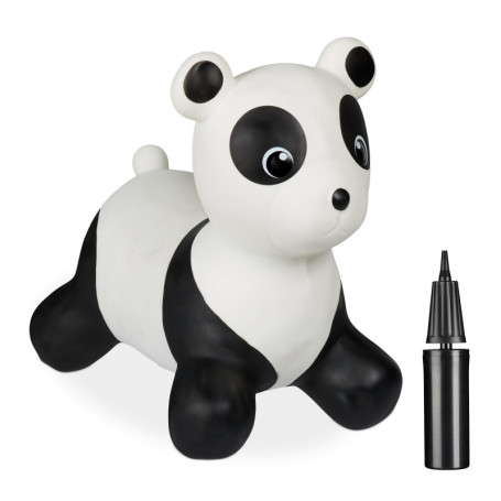 Relaxdays Animal Sauteur en Forme de Panda, Charge maximale : env. 50 kg, sans BPA, à partir de 3 Ans, Noir et Blanc