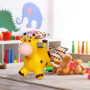 Relaxdays Animal Sauteur en Forme de Girafe, Charge maximale : env. 50 kg, sans BPA, à partir de 3 Ans, Jaune et Marron