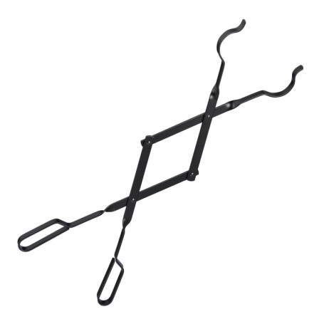 Relaxdays Pince de cheminée, 66,5 cm, Pince à feu pour Bois & briquettes, Acier, Noir