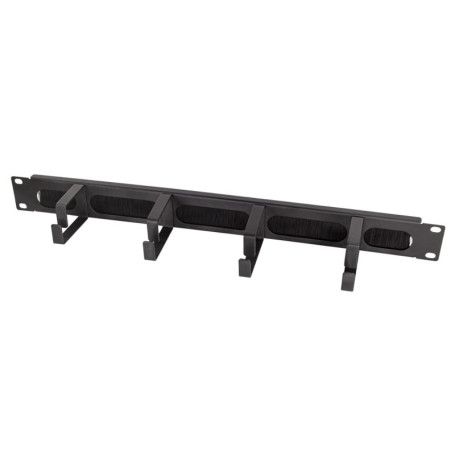 LogiLink Professional OR106B - Panneau de Gestion de câbles 19" avec 4 étriers en Acier et Barrette de Brosse Noir