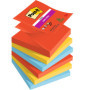 Post-it Z-Notes Autocollantes Super Sticky, Pack de 6 Blocs, 76 mm x 76 mm, 90 Feuilles par Bloc, Rose, Violet, Vert - Feuillets