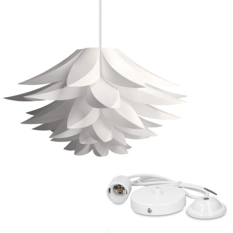 kwmobile Lampe design lotus - Abat-jour XL à monter - Luminaire IQ plafond - Ensemble avec montage plafonnier câble 90cm douille
