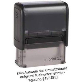 Die Stempel GmbH - Auto-encreur Imprint 2 / Texte en stock - Règlement des petites entreprises - Tampon texte de stock pour l'ét