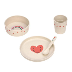 LÄSSIG Set de vaisselle pour enfants (assiette, gobelet, bol, cuillère) sans mélamine, sans BPA, pour lave-vaisselle et micro-on