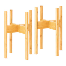 Rubberneck Lot de 2 Supports de Plantes en Bambou - Supports pour Pots de Fleurs Réglables en Bambou - pour l'Intérieur et l'Ext