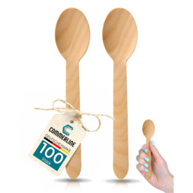 Lot de 100 cuillères en bois jetables,Cuillères en bois jetables,Couverts jetables,Couverts en bois jetables,Cuillère jetable fo
