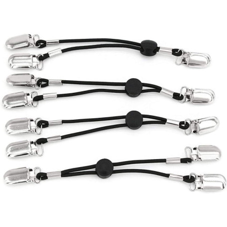 SCHEFFLER-Home Tendeurs élastiques/Set de 4 / Tendeurs draps housses réglables en noir avec clips métalliques et élastique rond 