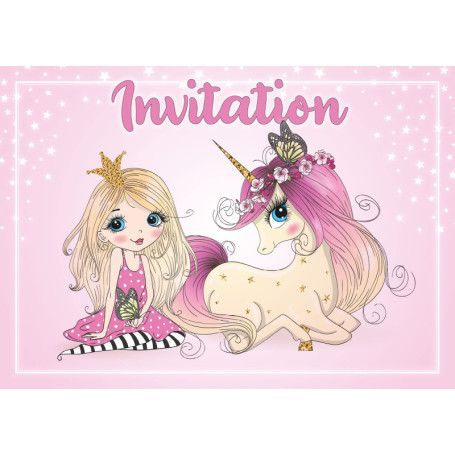 Edition Colibri 10 Cartes d‘invitation en Français Princesse avec licorne: lot de 10 cartes d'invitation pour un anniversaire de