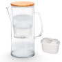 Lauben Carafe filtrante en verre 32 GW - Volume total : 3,2 l - Verre borosilicate - Cartouche de filtre à eau incluse - Couverc
