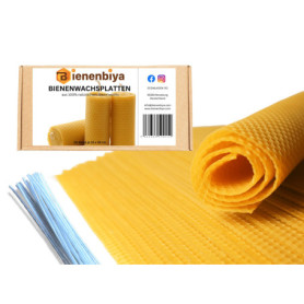 Lot de 18 plaques de cire d'abeille 100 % pure (19,5 x 39,5 cm) 1,4 kg, parois centrales pour les apiculteurs, la fabrication de