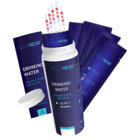 AQUANEXO Lot de 125 bandelettes de test pour eau potable 16 en 1 - Pour mesurer la dureté de l'eau, la dureté de l'eau, la valeu