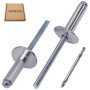 SKIR'CO (30 pièces) Rivets Aveugles à Grande Bride en Aluminium 5,0 x 18 mm, Mandrin en Acier, Foret Inclus
