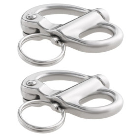 ECSiNG Lot de 2 Mousquetons Fixes de 52 mm en Acier Inoxydable 316 à Dégagement Rapide pour Bateaux Camions Fourgonnettes Carava