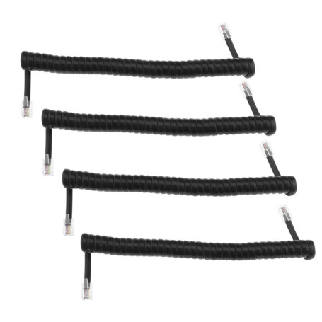 ECSiNG 4pcs Téléphone Combiné Cordon Remplacement Enroulé Téléphone Combiné Câble PVC Téléphone Accessoires 1.5 Mètres Noir