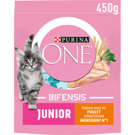 PURINA ONE Bifensis Junior | Croquettes Au Poulet pour Chaton | Sac de 450g (L'emballage Peut Varier)