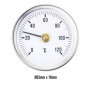 Thermomètre 0-120° avec ressort, avec clip pour montage sur tuyau, surface bimétallique en acier inoxydable - 63MM