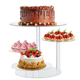 Focenat Présentoir à Gâteaux à 4 Étages, Présentoir à Cupcakes en Acrylique Transparent, Présentoirs Gâteaux Dessert, Presentoir