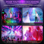 BrightWish Jeux de Lumière DJ Professionnel RGB avec Effets Stroboscopiques et Laser, Télécommande IR, Éclairage de Scène pour S