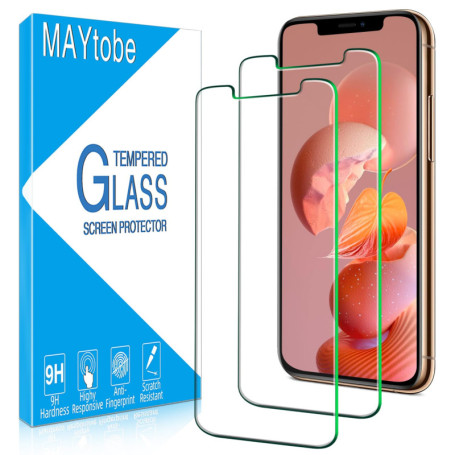 MAYtobe 2 Pièces Verre Trempé pour iPhone 11 Pro Max/iPhone XS Max 6,5 Pouces, Film Protection écran Sans Bulles, Dureté 9H, Ant