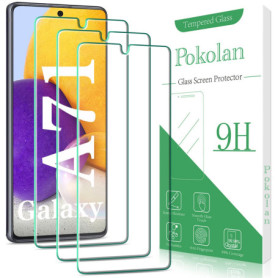 Pokolan Lot de 3 Verre Trempé pour Samsung Galaxy A71, Note 10 Lite Film Protection écran, 0.33mm Ultra Trasparente, Dureté 9H, 