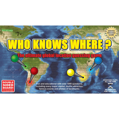 Who Knows Where? – Jeu de société – Jeu géographique de Questions-réponses pour Toute la Famille – Version Anglaise