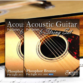 Adagio Pro Lot de 2 jeux de cordes légères pour guitare acoustique Calibre 11-50 Bronze phosphoreux Convient également comme cor