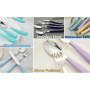 Exzact Couverts en Inox 16 Pièces - Ménagères avec des poignées en plastique de couleur vibrante - Confortable à Tenir - 4 x Fou